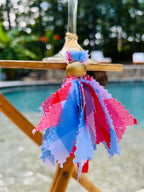 Navy Blue & White Tassels