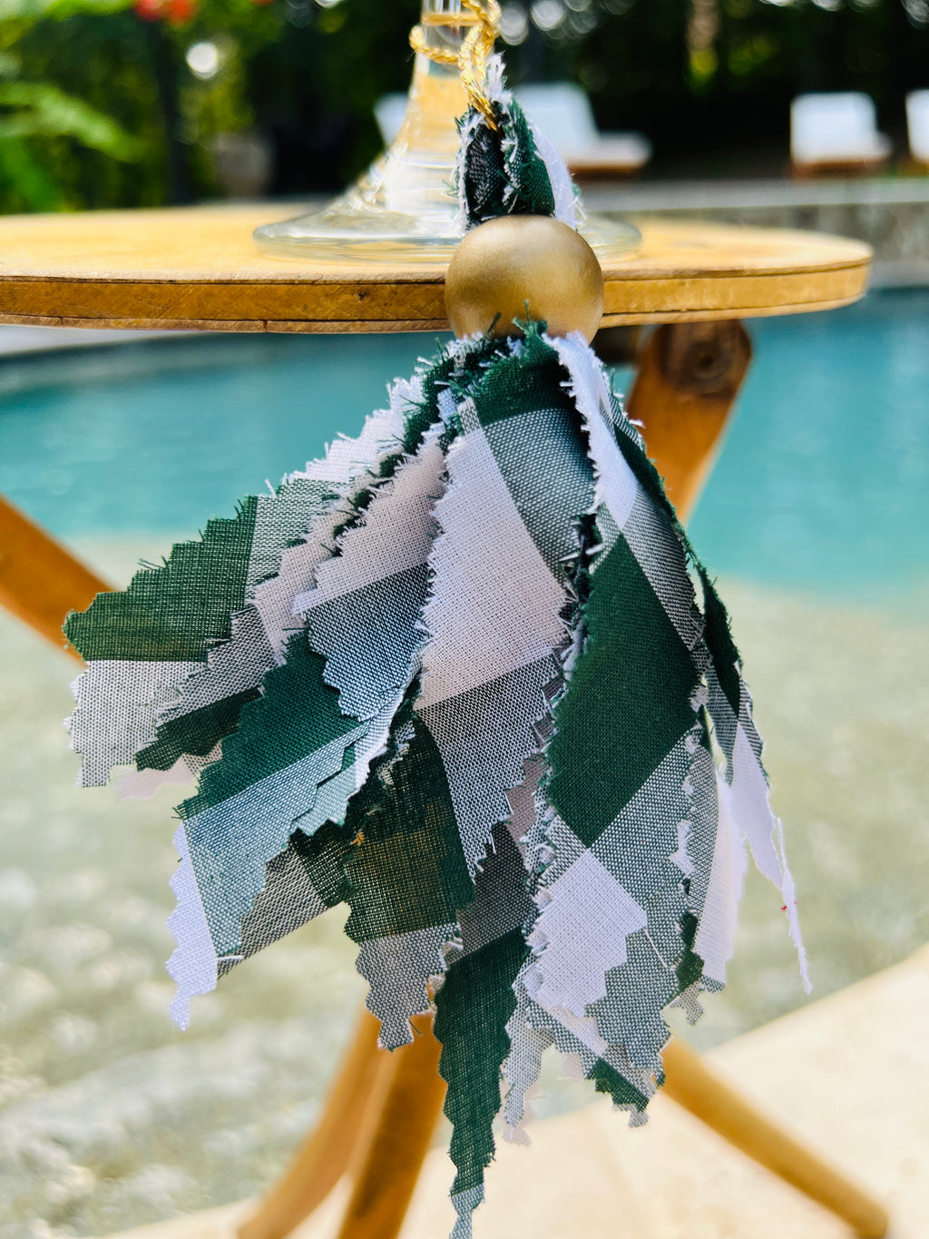 Navy Blue & White Tassels
