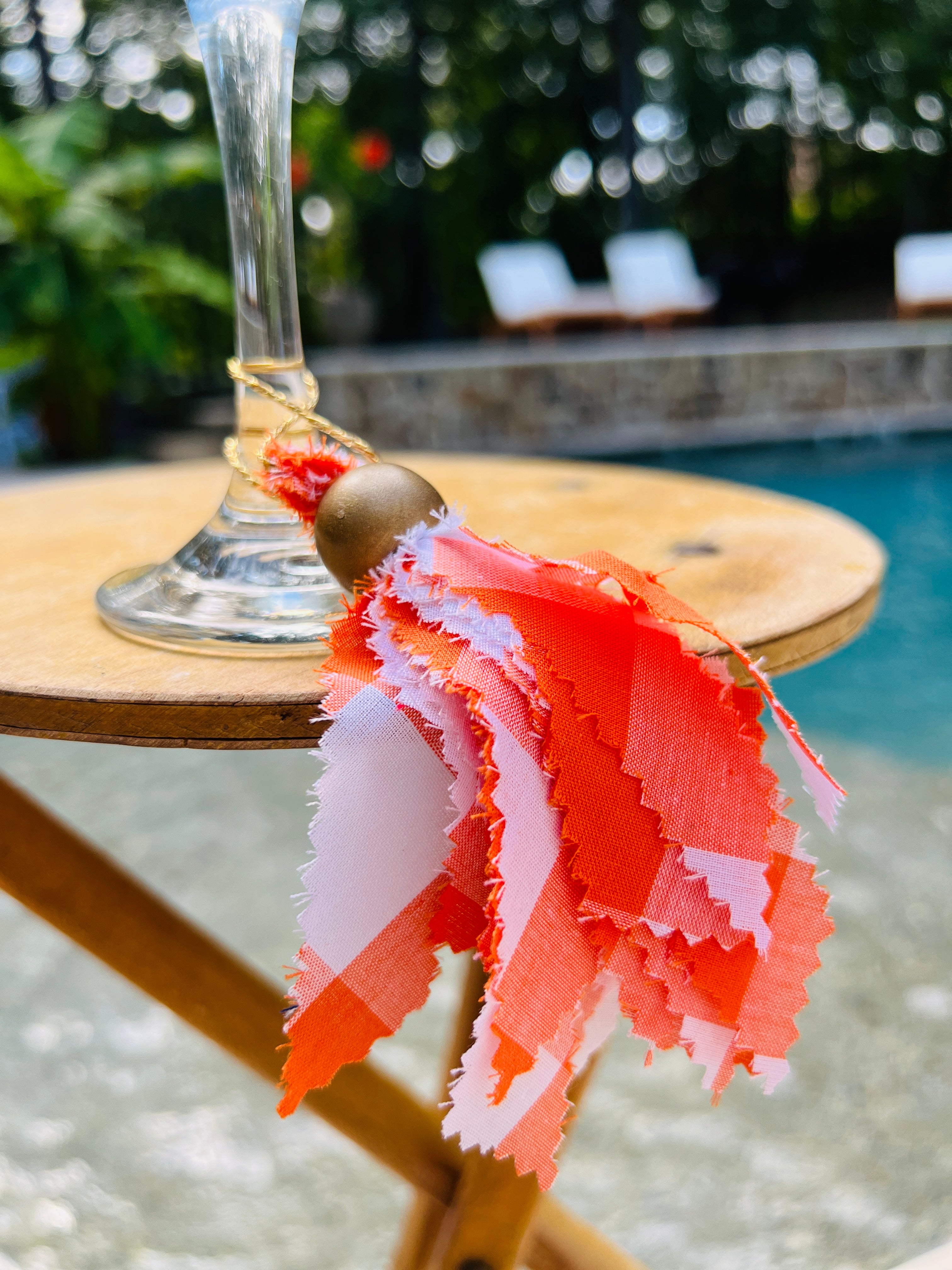 Navy Blue & White Tassels